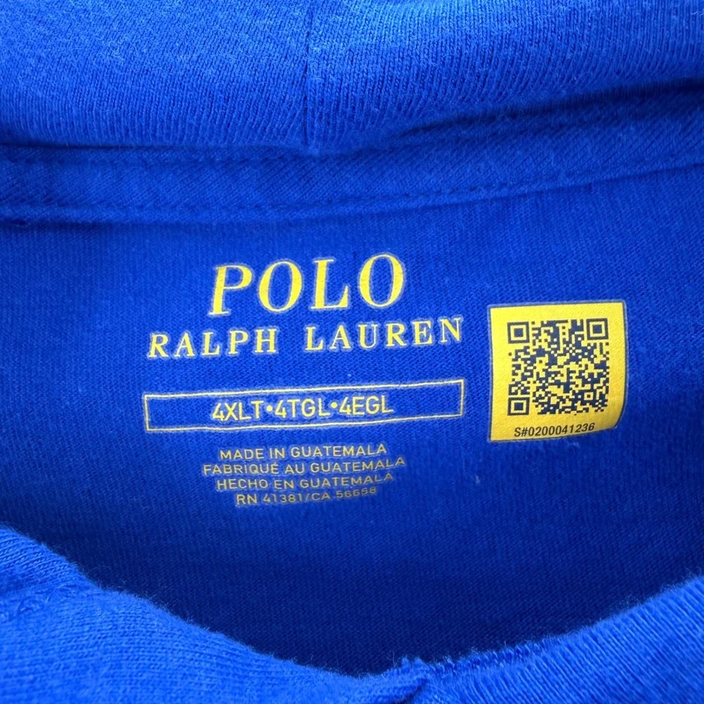 Polo Ralph Lauren Big Pony Graphic Hoodie 4XLT Cotton Blue Light Weight Tall Men